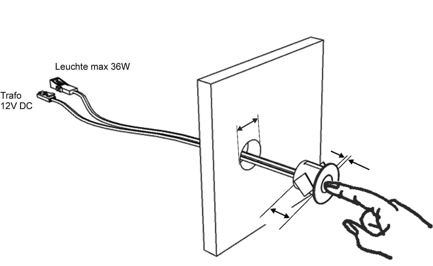 Einbohr-Touch-Dimmer grau max. 36W
