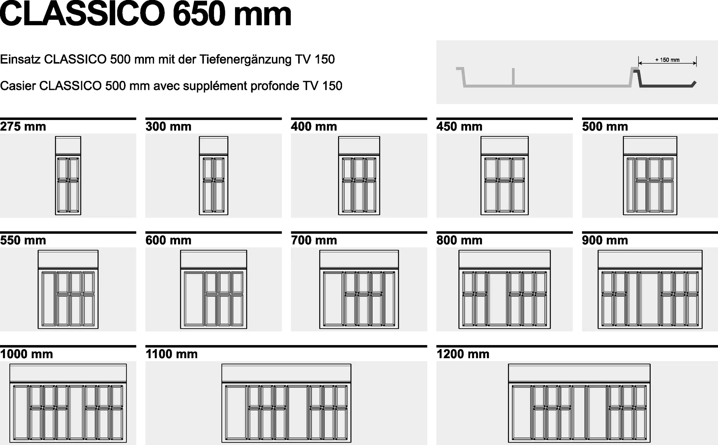 Besteckeinsatz CLASSICO Nennlänge 650